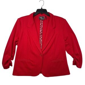 Christian‎ Siriano XXL Red Blazer Jacket Women's Ruched Sleeve.